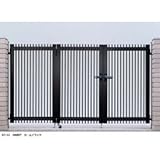 YKK　レスティン門扉11型　08-10　門柱・4枚折戸セット　 　カームブラック