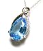 14k Bold Pear Blue Topaz & Diamond Pendant in White Gold