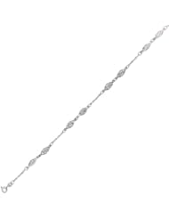10" 14K White Gold 1.75mm (0.07") Cable Chain Link w/ Markee Shape Filigree Anklet w/ Spring Ring Clasp
