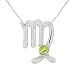 Sterling Silver Peridot and Diamond Pendant Virgo Pendant (0.005 cttw, I-J Color, I2 Clarity), 18"