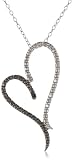 Sterling Silver Black-Diamond Asymmetrical Heart Pendant Necklace