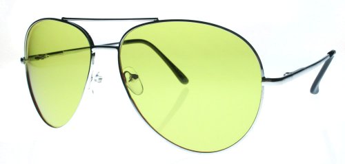 FioreÂ® HD Night Driving Sunglasses Aviator Sport Wrap Glasses Spring Hinge (Aviator - Silver Frame)