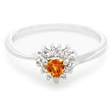 Image of 9K White Gold 0.218ct Garnet & White Topaz Ring - Size N