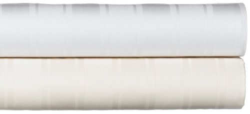 450-Thread-Count Cotton Sateen Lisa Stripe King Sheet Set, Ivory