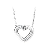 14K White Gold 1/10 ct. ''Created Moissanite'' Heart Slider Necklace - 18