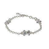 Eve's Addiction Happy Teddy Bear Sterling Silver Kids Bracelet