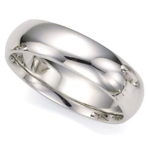 Plain Dome Wedding Band in 14k White Gold (6mm) by