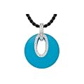 Deals List: 37 1/10 Carat Turquoise & Diamond Sterling Silver Pendant w/ Black Cord