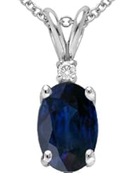 Tommaso Design (tm) Oval Genuine Sapphire and Diamond Pendant