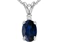 1.02 cttw 14k White Gold Genuine Sapphire and Diamond Pendant in 14k White Gold