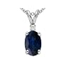 1.02 cttw 14k White Gold Genuine Sapphire and Diamond Pendant in 14k White Gold