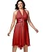 Apparel : London Times Plus Size Silk Tie-Back Halter Dress