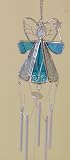 Teal Guardian Angel Stained Glass Windchime
