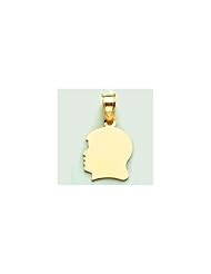 14k Gold Necklace Charm Pendant, Girl Silhouette, High Polish