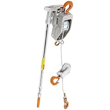 Lug-All 15SH Cable Ratchet Hoist-Winch with Hook, 15' Lifting Height, 6613.87 lbs Load Capacity
