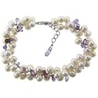 Genuine Fresh Water Pearl and Amethyst Sterling Silver Bracelet by LEAH HANNA
