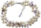 Genuine Fresh Water Pearl and Amethyst Sterling Silver Bracelet