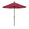California Umbrella 9-Feet Aluminum Push Button Tilt Market Umbrella with Black Pole, Jockey Red