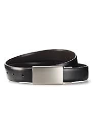 Coated Leather Rectangular Plaque Buckle Reversible Belt