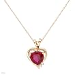 Heart Necklace With 2.06ctw Created Ruby and Topazes Well Made in 14K Yellow Gold Length 18in