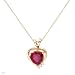 Heart Necklace With 2.06ctw Created Ruby and Topazes Well Made in 14K Yellow Gold Length 18in