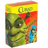 Curad Adhesive Bandages Assorted Sizes, Shrek - 20 / Box