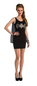 Rubie's DC Comics Justice League Superhero Style Adult Dress with Cape Rhinestone Batgirl, Black, Small Costume