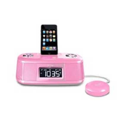 iLuv Vibe Dual Alarm Clock with Bed Shaker for iPodÂ® - Pink iMM153PNK