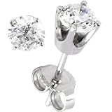 Solid 14KT White Gold Genuine DIAMOND Stud Earrings (.75 cttw, H-I Color, I2 Clarity)