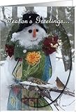 Season's Greetings - Snowman - Cardinal 'Bird Seed Pie' Card