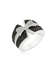 Jet Black and Clear Cubic Zirconia Bow Tie Ring