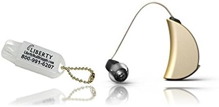 ExSilent Ytango Lite- Personal Sound Amplifier and LIBERTY Hearing Aid Battery Keychain (Champagne/Right)