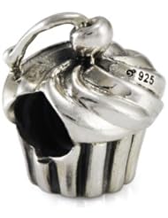 Genuine Ohm Beads (TM) Product. 925 Sterling Silver Cupcake European Bead Charm. 100% Satisfaction Guaranteed.