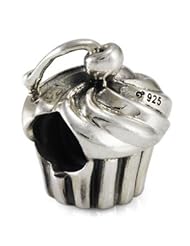 Genuine Ohm Beads (TM) Product. 925 Sterling Silver Cupcake European Bead Charm. 100% Satisfaction Guaranteed.