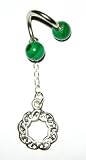 Celtic Knot Circle Belly Button Ring with Malachite