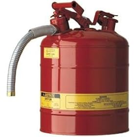 Justrite 10661 Type II D.O.T. Compliant Premium Coated Steel Safety Can. Added features include heavy-duty roll bars, and extra hand holds for carrying and pouring. Dual fusible-linked bracket. DOT/UN Rates 1A1/Y1.2/100. 2 1/2 gallon capacity. Can dimens