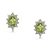 Solid Yellow Gold Stud Earrings Oval Peridot Diamond