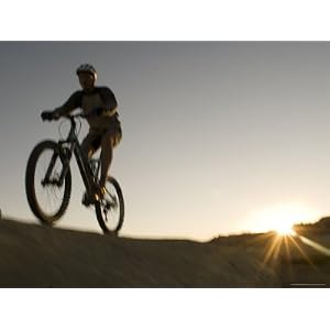 Man Mountain Bikes on Slickrock in Wyoming Photographic Poster Print