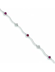Genuine 14K White Gold White Gold With Diamond And Ruby Gemstone Bracelet 4 Grams Of Gold 100% Satisfaction Guaranteed.