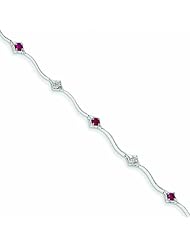 0.5 Carat 14K White Gold w/ Diamond and Ruby Gemstone Bracelet
