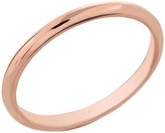 Dainty 14k Rose Gold Comfort-Fit Band Traditional 2mm Wedding Ring for Women, Size 7.5
