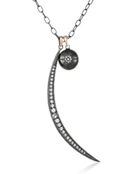 Mizuki 14Kt Silver Chain Charm Crescent (.58Ct) and Ball Star (.04Ct) Pendant Necklace, 18