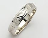 Gents Silver Narrow Corrib Claddagh Wedding Band - Made in Ireland