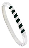 Sterling Silver 7 in. Striped Bangle Bracelet w/ Green Onyx Accent, 1/4 in. (6mm) wide 31Ov3A21QJL. SL160 Sterling Silver 7 in. Striped Bangle Bracelet w/ Green Onyx Accent, 1/4 in. (6mm) wide
