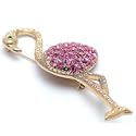 Pink & Clear Austrian Rhinestone Flamingo Bird Gold-Tone Brooch Pin