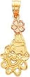 14K Gold Two Tone Clown Head Charm