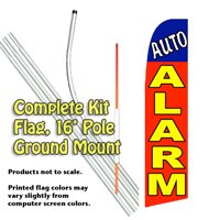Auto Alarm (Blue/Red) Feather Banner Flag Kit (Flag, Pole, & Ground Mt)