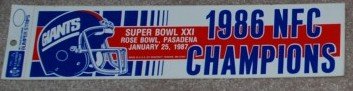 1986 New York Giants NFC Champions Bumper Sticker