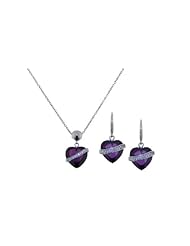 Nickel Free Sterling Silver Pendant & Earring Sets Heart With CZ Sash Set