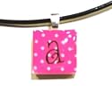 Initial Pendant Necklace "A" - Pink Polka Dot